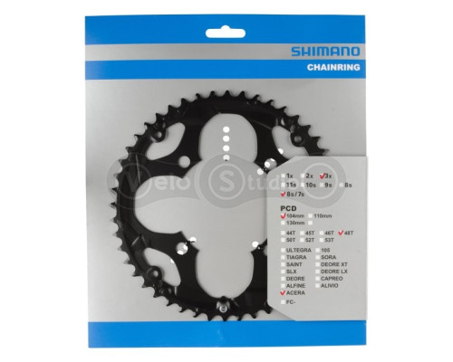 Зірка шатунів Shimano FC-M361 ACERA 48 зубів 8 скор. чорна, совм. із зах.