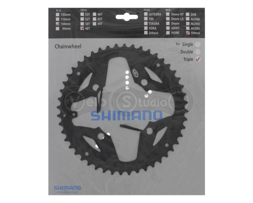 Зірка шатунів Shimano FC-M391 ACERA 48 зубів 9 скор. чорна, совм. із зах.