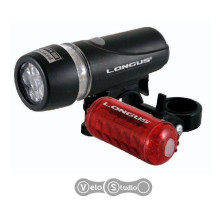 Комплект свет Longus 5LED перед / зад, 4 функции, чёрный