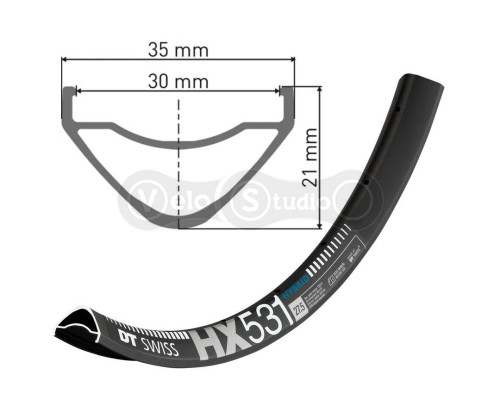Обод DT Swiss HX 531 29x30 28 спиц