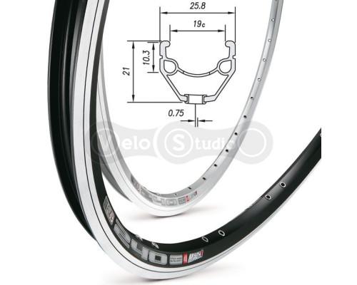 Обод Mach1 240 28", V-brake 36 спиц чёрный, AV