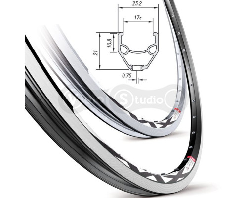 Обод Mach1 MX 26", V-brake 32отв. чёрный, AV