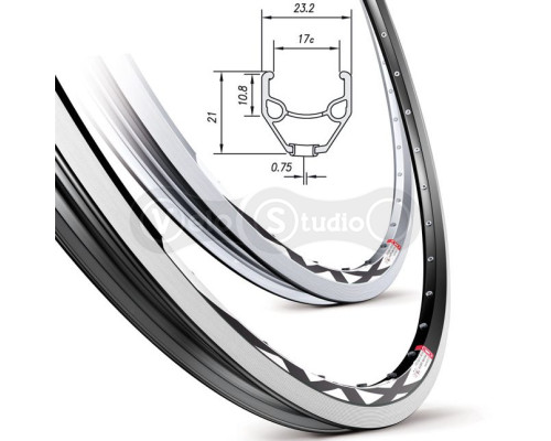 Обод Mach1 MX 26", V-brake 36отв. чёрный, AV