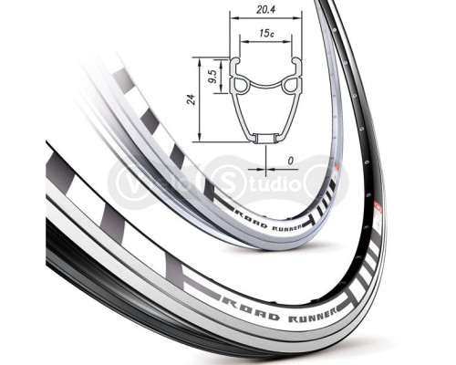 Обід Mach1 ROAD RUNNER 700C 32 відп. чорний, FV/Presta, 500g