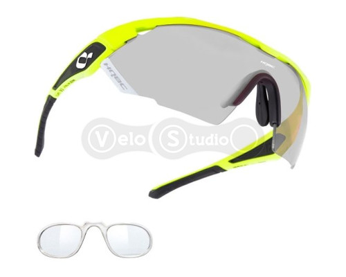 Очки HQBC QX3, фотохромные линзы, диоптрическая вставка Clip-on, неоново жёлто-чёрные