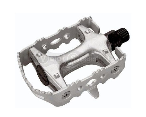 Педали Longus CAGE MTB Al / Fe алюминиевые, серебристого цвета, насыпные подшипники