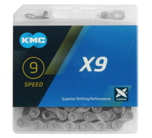 Цепь KMC X9 Gray 9 скоростей 114 звеньев + замок