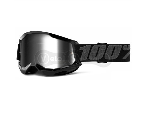 Очки-маска Ride 100% STRATA Goggle II Black - Mirror Silver Lens