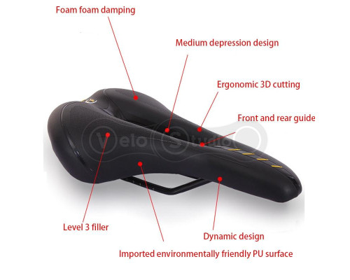 Седло Yafee YF-1060 чёрное с оранжевым