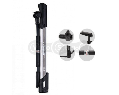 Насос GIYO GM-641 алюмінієвий зі шлангом та манометром 140 psi