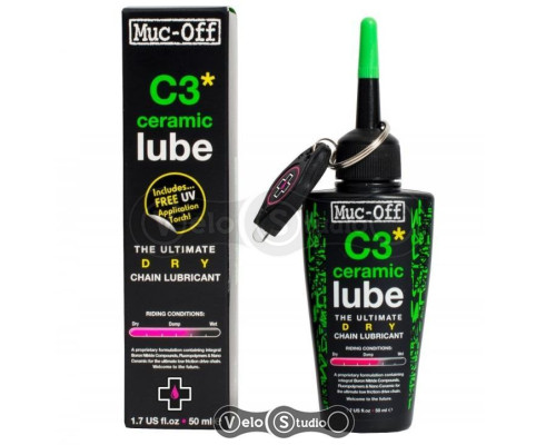Мастило для ланцюга Muc-Off C3 Ceramic Dry Lube 50 ml + ліхтарик