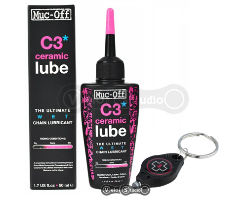 Мастило для ланцюга Muc-Off C3 Ceramic Wet Lube 50 ml + ліхтарик