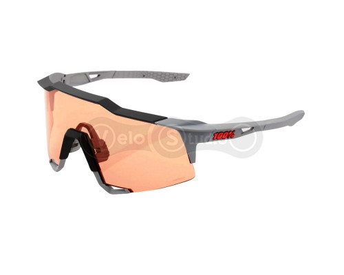 Велосипедные очки Ride 100% Speedcraft - Soft Tact Stone Grey - HiPER Coral Lens