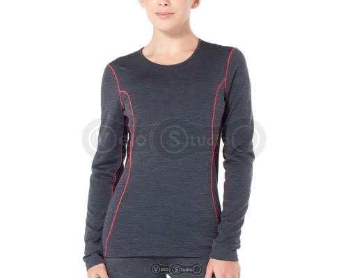 Термофутболка жіноча Icebreaker 200 Oasis Deluxe LS Crewe Jet Hthr/Black/Prism M
