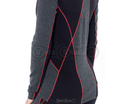 Термофутболка жіноча Icebreaker 200 Oasis Deluxe LS Crewe Jet Hthr/Black/Prism M