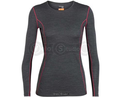 Термофутболка жіноча Icebreaker 200 Oasis Deluxe LS Crewe Jet Hthr/Black/Prism M